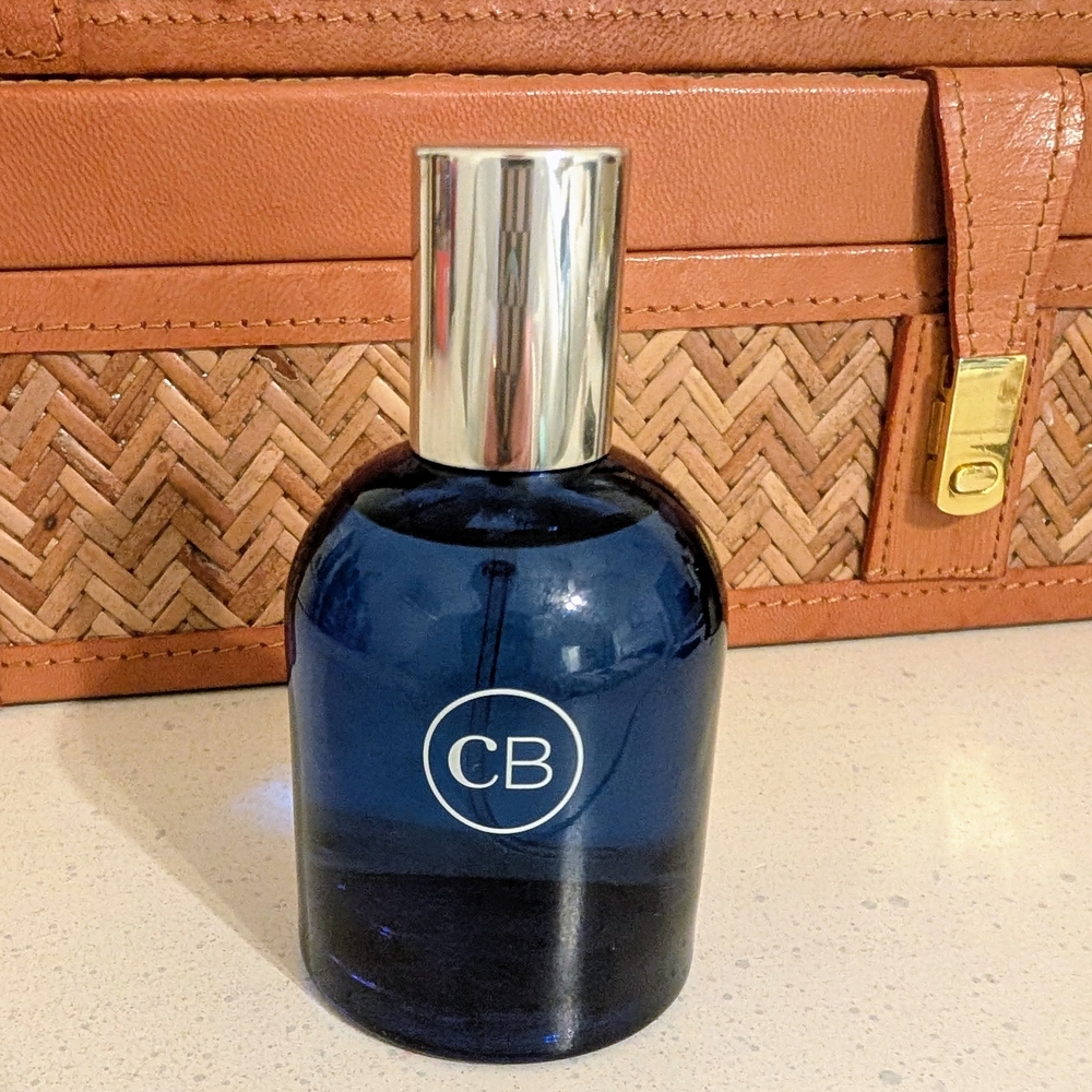 CB Blue Perfume Bottle with Silver Cap